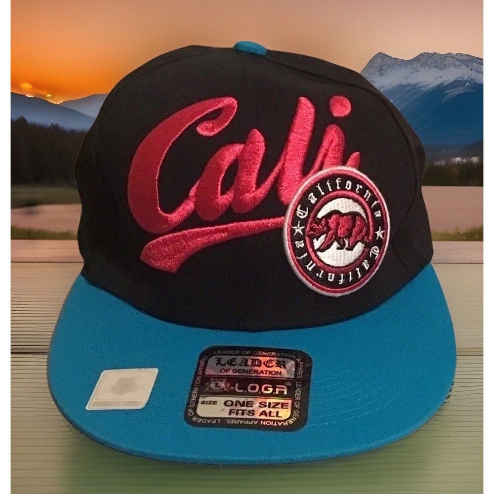 L.O.G.A. Cali California Republic Cap Snapback Adjustable OSFA Blk/Blu/Pnk NWOT